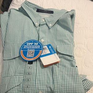 Columbia Men's Mint Checkered Button Down Shirt